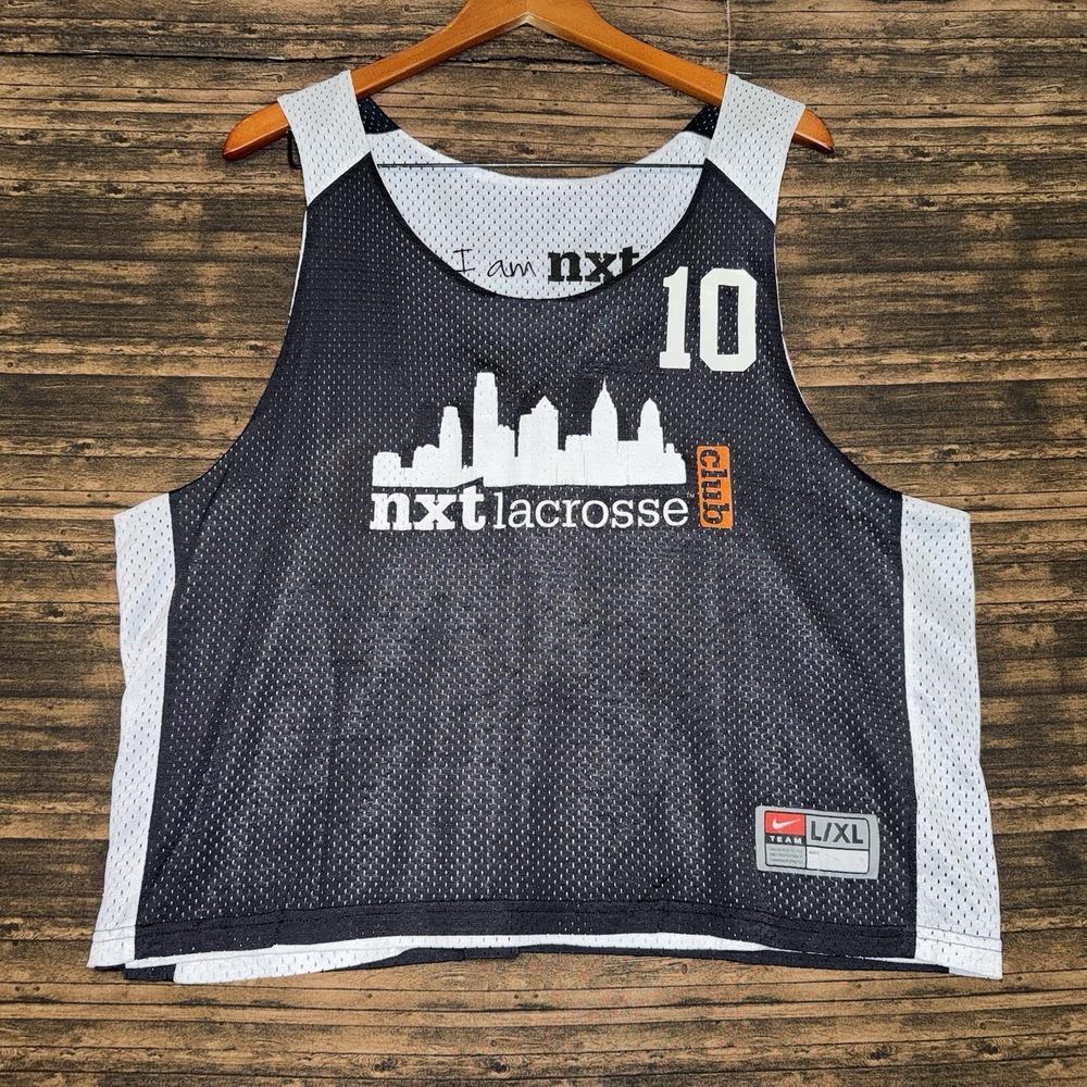 Nike NXT Lacrosse Club Practice Jersey #10 Reversible White Black Size L/XL